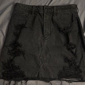 Hollister Charcoal Distressed Mini Skirt